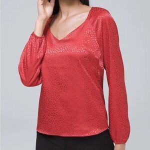 White House Black Market Blouse Jacquard Fire Quartz S New Without Tags